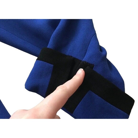 Vintage Zelda Womens Contrast Trim Tailored Blazer Jacket Blue Black 12 Large L - Picture 13 of 13